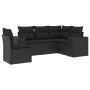 Set de muebles de jardín 5 pzas y cojines ratán sintético negro