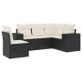 Set de muebles de jardín 5 pzas y cojines ratán sintético negro