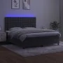 Box spring bed with mattress and LED dark gray velvet 160x200 cm by vidaXL, Beds and slatted bases - Ref: Foro24-3136372, Pri...