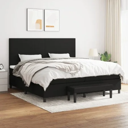 Box spring bed with black fabric mattress 200x200 cm by vidaXL, Beds and slatted bases - Ref: Foro24-3136463, Price: 741,77 €...