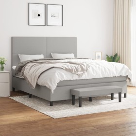 Box spring bed with light gray fabric mattress 160x200 cm by vidaXL, Beds and slatted bases - Ref: Foro24-3136445, Price: 594...