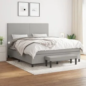 Box spring bed with light gray fabric mattress 160x200 cm by vidaXL, Beds and slatted bases - Ref: Foro24-3136445, Price: 576...