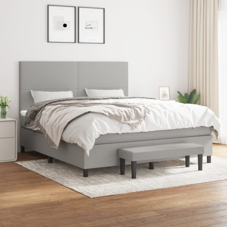 Box spring bed with light gray fabric mattress 160x200 cm by vidaXL, Beds and slatted bases - Ref: Foro24-3136445, Price: 594...