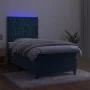 Box spring bed with mattress and LED dark blue velvet 90x200 cm by vidaXL, Beds and slatted bases - Ref: Foro24-3136285, Pric...