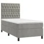 Box spring bed with mattress and LED light gray velvet 90x190 cm by vidaXL, Beds and slatted bases - Ref: Foro24-3136275, Pri...