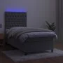 Box spring bed with mattress and LED light gray velvet 90x190 cm by vidaXL, Beds and slatted bases - Ref: Foro24-3136275, Pri...