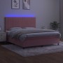 Cama box spring colchón y LED terciopelo rosa 160x200 cm de vidaXL, Camas y somieres - Ref: Foro24-3136256, Precio: 544,17 €,...