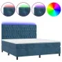 Box spring bed with mattress and LED velvet dark blue 160x200 cm by vidaXL, Beds and slatted bases - Ref: Foro24-3136315, Pri...