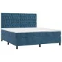 Box spring bed with mattress and LED velvet dark blue 160x200 cm by vidaXL, Beds and slatted bases - Ref: Foro24-3136315, Pri...