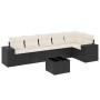 Set de comedor de jardín 7 pzas y cojines ratán sintético negro