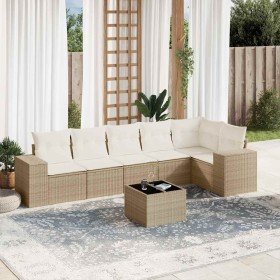 Set sofás de jardín 7 piezas y cojines ratán sintético beige Set sofás de jardín 7 piezas y cojines ratán sintético beige