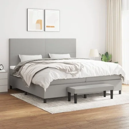 Box spring bed with light gray fabric mattress 200x200 cm by vidaXL, Beds and slatted bases - Ref: Foro24-3136461, Price: 782...