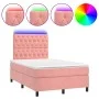 Cama box spring colchón y LED terciopelo rosa 120x200 cm de vidaXL, Camas y somieres - Ref: Foro24-3136298, Precio: 434,87 €,...