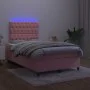 Cama box spring colchón y LED terciopelo rosa 120x200 cm de vidaXL, Camas y somieres - Ref: Foro24-3136298, Precio: 434,87 €,...