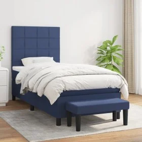 Box spring bed with blue fabric mattress 90x200 cm by vidaXL, Beds and slatted bases - Ref: Foro24-3136571, Price: 359,71 €, ...