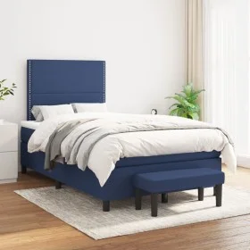 Box spring bed with blue fabric mattress 120x200 cm by vidaXL, Beds and slatted bases - Ref: Foro24-3136507, Price: 449,74 €,...