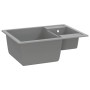 Fregadero de cocina doble seno con rebosadero granito gris