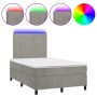 Cama box spring colchón y LED terciopelo gris claro 120x200 cm de vidaXL, Camas y somieres - Ref: Foro24-3135993, Precio: 414...