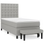 Box spring bed with light gray fabric mattress 90x190 cm by vidaXL, Beds and slatted bases - Ref: Foro24-3136877, Price: 351,...
