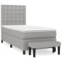 Box spring bed with light gray fabric mattress 90x190 cm by vidaXL, Beds and slatted bases - Ref: Foro24-3136877, Price: 343,...