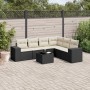 Set de comedor de jardín 7 pzas y cojines ratán sintético negro