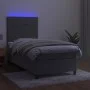 Box spring bed with mattress and LED light gray velvet 90x200 cm by vidaXL, Beds and slatted bases - Ref: Foro24-3136101, Pri...