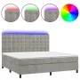 Box spring bed with mattress and LED light gray velvet 200x200 cm by vidaXL, Beds and slatted bases - Ref: Foro24-3136383, Pr...