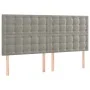 Box spring bed with mattress and LED light gray velvet 200x200 cm by vidaXL, Beds and slatted bases - Ref: Foro24-3136383, Pr...