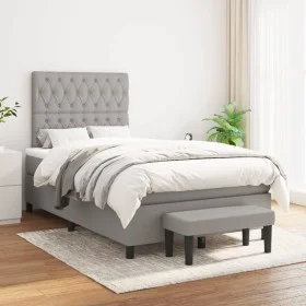 Box spring bed with light gray fabric mattress 120x200 cm by vidaXL, Beds and slatted bases - Ref: Foro24-3136821, Price: 433...