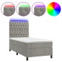 Cama box spring colchón y LED terciopelo gris claro 90x200 cm de vidaXL, Camas y somieres - Ref: Foro24-3136281, Precio: 350,...