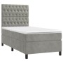 Cama box spring colchón y LED terciopelo gris claro 90x200 cm de vidaXL, Camas y somieres - Ref: Foro24-3136281, Precio: 350,...