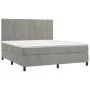 Box spring bed with mattress and LED light gray velvet 180x200 cm by vidaXL, Beds and slatted bases - Ref: Foro24-3136137, Pr...