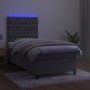 Cama box spring colchón y LED terciopelo gris claro 90x200 cm de vidaXL, Camas y somieres - Ref: Foro24-3136281, Precio: 350,...