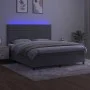 Box spring bed with mattress and LED light gray velvet 180x200 cm by vidaXL, Beds and slatted bases - Ref: Foro24-3136137, Pr...