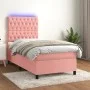 Box spring bed with mattress and LED pink velvet 90x200 cm by vidaXL, Beds and slatted bases - Ref: Foro24-3136286, Price: 33...