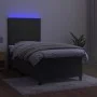 Box spring bed with mattress and LED dark gray velvet 100x200 cm by vidaXL, Beds and slatted bases - Ref: Foro24-3135988, Pri...