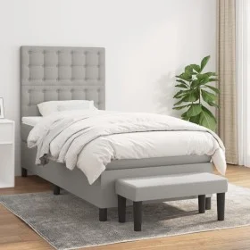 Box spring bed with light gray fabric mattress 90x200 cm by vidaXL, Beds and slatted bases - Ref: Foro24-3136885, Price: 352,...