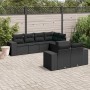 Set de comedor de jardín 7 pzas y cojines ratán sintético negro