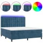 Box spring bed with mattress and LED dark blue velvet 180x200 cm by vidaXL, Beds and slatted bases - Ref: Foro24-3136381, Pri...