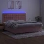 Cama box spring colchón y LED terciopelo rosa 200x200 cm de vidaXL, Camas y somieres - Ref: Foro24-3136388, Precio: 597,22 €,...