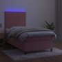 Box spring bed with mattress and LED pink velvet 80x200 cm by vidaXL, Beds and slatted bases - Ref: Foro24-3136214, Price: 31...