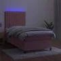 Box spring bed with mattress and LED pink velvet 80x200 cm by vidaXL, Beds and slatted bases - Ref: Foro24-3136214, Price: 32...