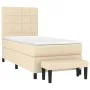 Box spring bed with cream fabric mattress 100x200 cm by vidaXL, Beds and slatted bases - Ref: Foro24-3136578, Price: 367,57 €...