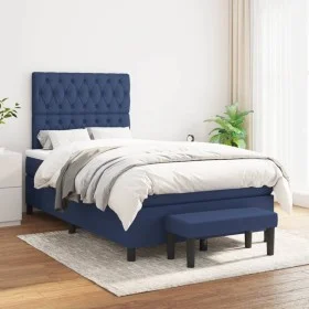 Box spring bed with blue fabric mattress 120x200 cm by vidaXL, Beds and slatted bases - Ref: Foro24-3136827, Price: 473,74 €,...