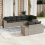 Set de sofás de jardín 8 pzas y cojines ratán sintético gris