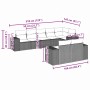 Set de sofás de jardín 8 pzas y cojines ratán sintético gris