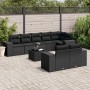 Set de sofás de jardín 8 piezas y cojines ratán sintético negro