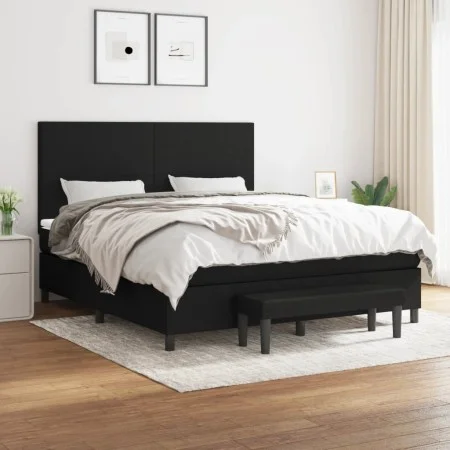 Box spring bed with black fabric mattress 180x200 cm by vidaXL, Beds and slatted bases - Ref: Foro24-3136455, Price: 656,33 €...