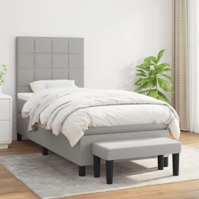 Box spring bed with light gray fabric mattress 80x200 cm by vidaXL, Beds and slatted bases - Ref: Foro24-3136549, Price: 332,...