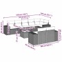 Set muebles jardín 9 pzas y cojines ratán sintético gris claro